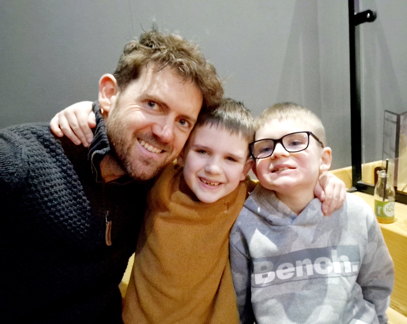 Dave with his boys Harrison and Benji — the 3 bootcamp boys